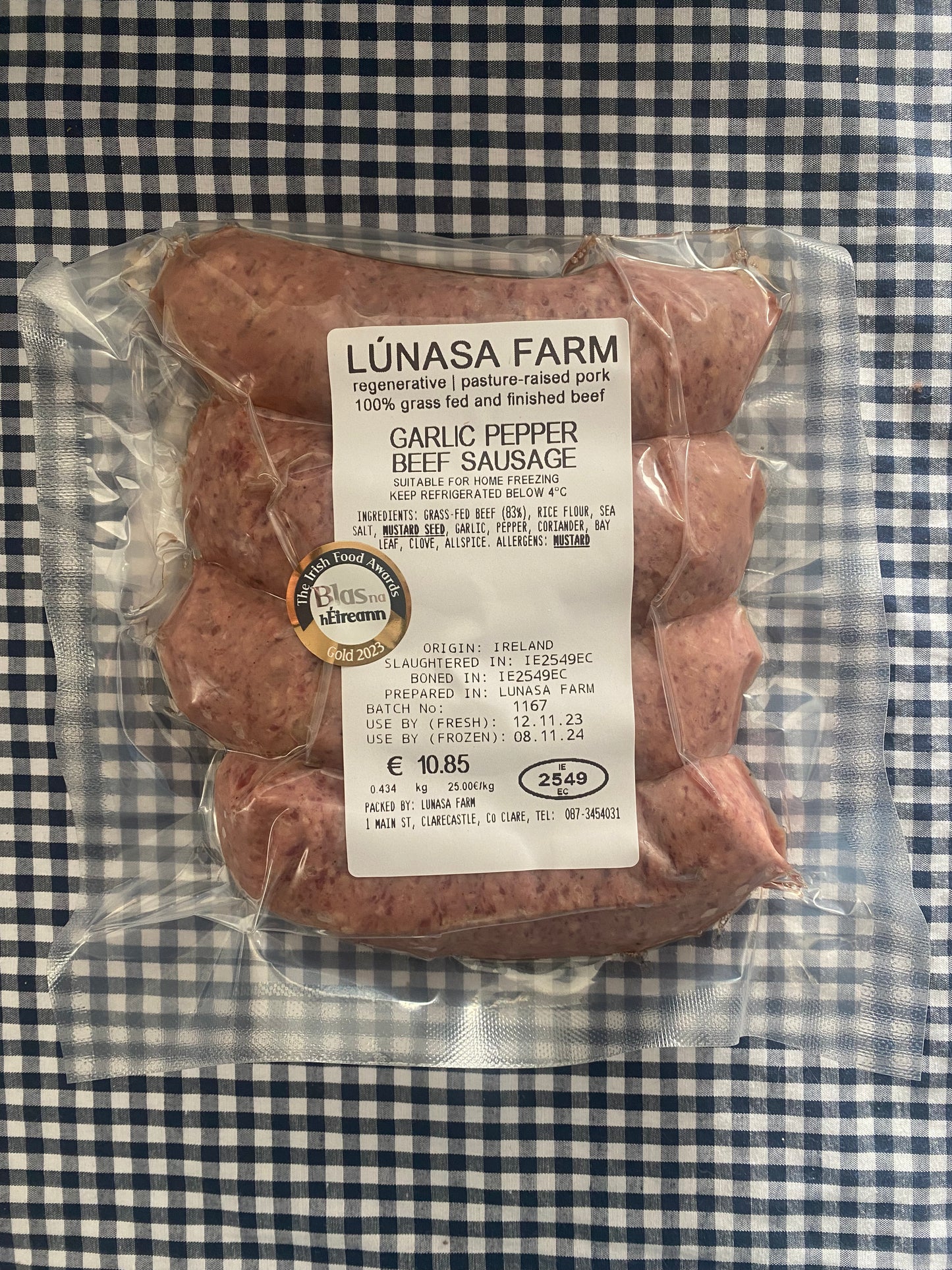 Garlic & Pepper Beef Sausages (25/kg)